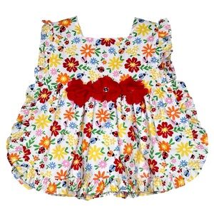 Good Lad Cracker Barrel Floral Ladybug Dress Floral Applique Toddler 18 MOS NWT